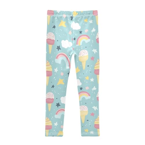 Rainbow Ice Cream Stars Girls Casual Leggings for Kids Printed Long Pant Bottoms Stretch and Soft2