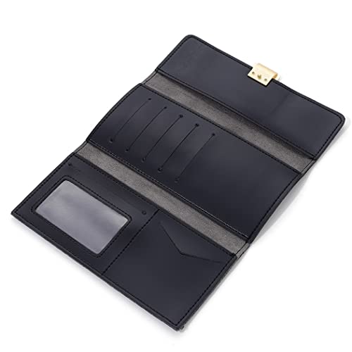 Yokawe Long PU Leather Walllet Black RFID Blocking Bifold Trifold Multi Card Organizer Wallet for Women and Girls4