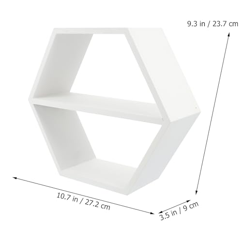 Estante de almacenamiento de pared hexagonal flotante de madera para hogar 4