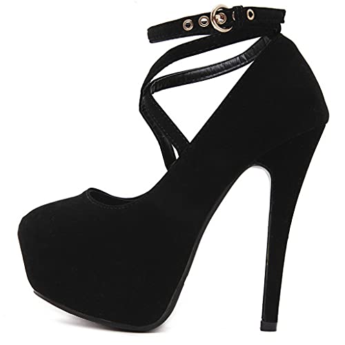Shinelly Women Criss Cross High Heel Stiletto Platform Pumps3