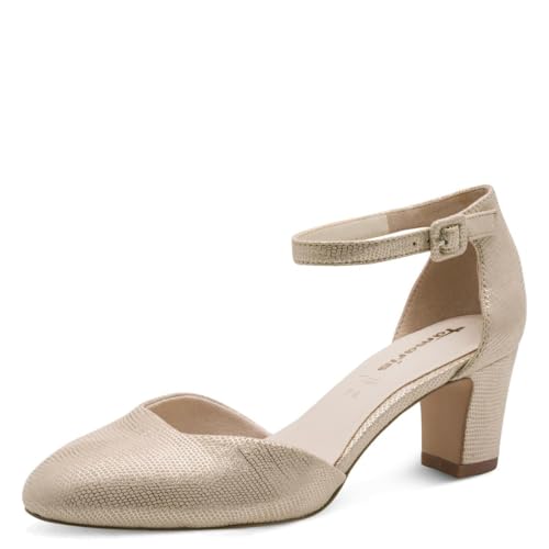 Tamaris Damen Pumps mit Blockabsatz, metallic, 39 EU