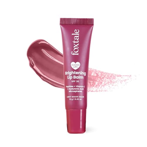 Foxtale Brightening SPF30 Lip Balm with Peptides, & Hyaluronic Acid | Brightens Lips | Reduces Pigmentation | Hydrates Lips | SPF Lip Balm | Tinted Lip Balm - Light Mauve Glaze 12gm