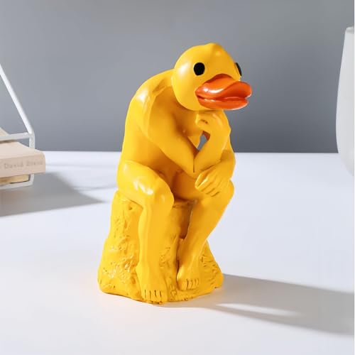 Estatua de pato pensante decoración para hogar miniatura 5
