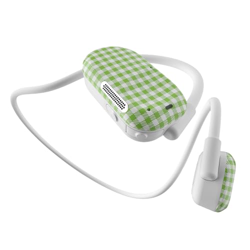 Image of Purity Air Open Ear Headphones - True Air Conduction Wireless Bluetooth Open Ear Earbuds with Dual Mic for iPhone /Android - Secured Long Wearing Comfort, Sports Sweat Resistant (Green Checkers)
