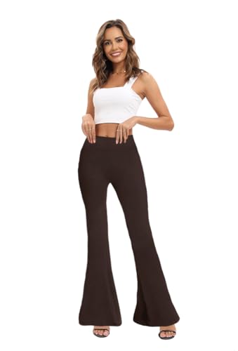 Image of WSPLYSPJY Women's Print Stretch Bell Bottom Flare Palazzo Pants Trousers