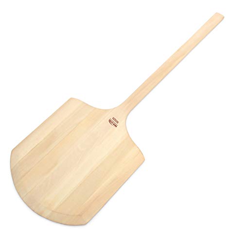 Image of New Star Foodservice 50325 Restaurant-Grade Wooden Pizza Peel, 16 inch L x 14 inch W Plate, with 26 inch L Wooden Handle, 42 inch Overall Length