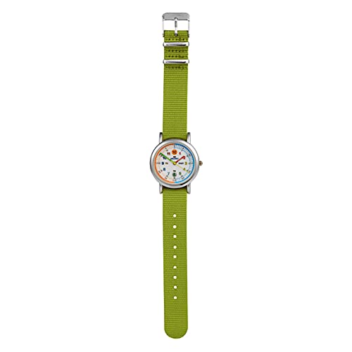 Amonev Time Teacher Watch, Easy to Read Analogue Watch with Colourful Nylon Strap, Learn to Tell The Time - Ideal for School Children