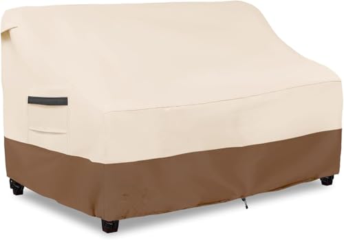 Yagvany Outdoor Sofa Cover, Waterproof Patio Furniture Cover 78.7W x 38.2D x 35H inches Heavy Duty 600D Oxford Fabric White and Coffea