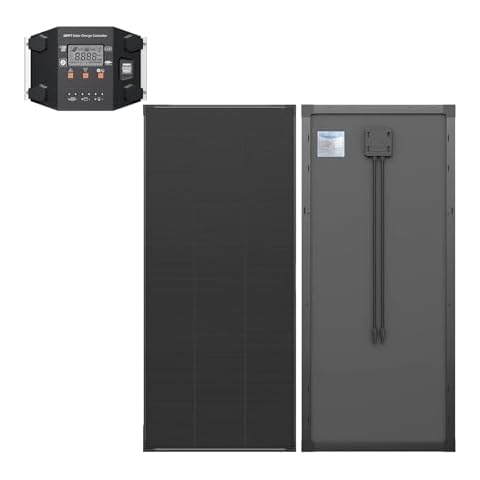 Alrska 120 Watt Solar Panel 12 Volts Mono Solar Cell Charger High Efficiency Monocrystalline Shingle-Tech Module for RV Boat Off Grid with Solar Charge Controller 12V/24V Auto MPPT Cover