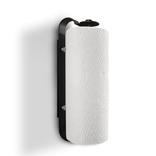 JRing Küchenrollenhalter ohne Bohren, Küchenpapierhalter Edelstahl Rollenhalter Schwarz Papierrollenhalter Aufbewahrung Organisator für Küche - Aluminium Material Cover