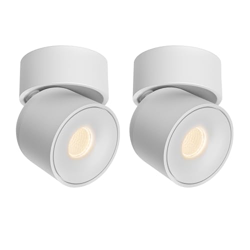 Image of Aisilan LED Ceiling Spotlight Indoor Dimmable 2 Pack, 7W White Directional Accent Light, Adjustable Modern Wall Spot Light, Warm White CRI 97, for Living Room Bedroom (Install Upgrade)