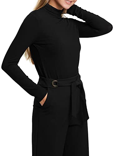 oodji Ultra Damen Rollkragenpullover aus Rippstoff, Schwarz, DE 42 / EU 44 / XL Cover
