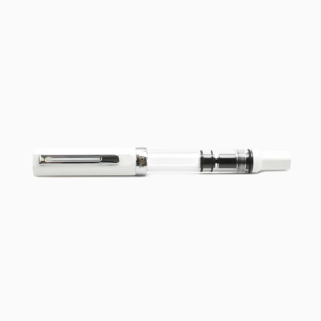 TWSBI Penna stilografica Eco White, Caricamento a stantuffo, Pennino in acciaio M, Resina, Lunghezza 13,9 cm