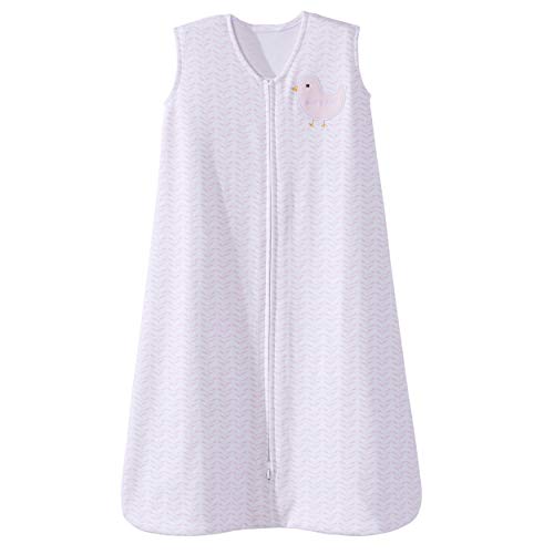 Image of HALO SleepSack, 100% Cotton Wearable Blanket, Swaddle Transition Sleeping Bag, TOG 0.5, Pink Twine Bird Applique, Medium, 6-12 Months