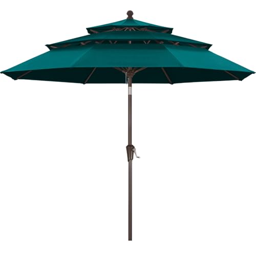 Image of MASTERCANOPY 9ft 3-Tier Olefin Patio Umbrella, Bright Blue