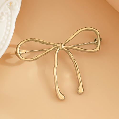 Image of Elegant Gold Bow Brooch for Women Versatile Lapel & Bag Pin for Clothing Accessories​(Gold Bow Pin Brooch)