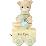Precious Moments,  May Your Birthday Be Warm, Birthday Train Baby, Bisque Porcelain Figurine, 142020