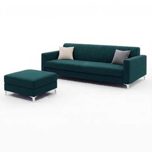 Image of Amelia Rich 5 Seater L Shape Sofa Set with Movable Ottoman | Flexible Layout | Spacious Soft Touch Seating | Modern Sofa for Living Room (Greenish Teal)