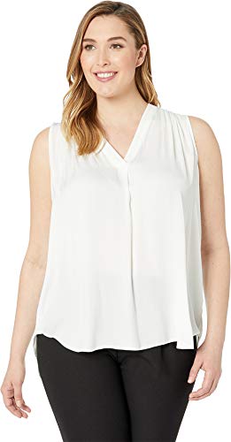 Vince Camuto Specialty Size Womens Plus Size Sleeveless V-Neck Rumple Blouse New Ivory 3X (Us 22W-24W) #TOP22