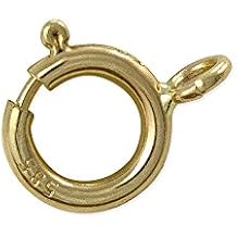 JewelrySupply 14K Solid Yellow Gold Spring Ring Clasp - 6.0mm Premium Jewelry Clasp with Open Jump Ring - Professional Quality