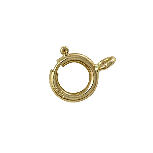 JewelrySupply 14K Solid Yellow Gold Spring Ring Clasp - 6.0mm Premium Jewelry Clasp with Open Jump Ring - Professional Quality