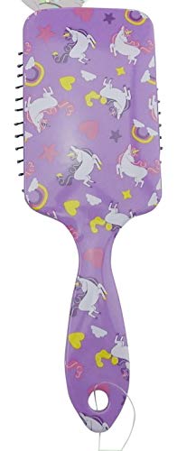 Colorful Magical Unicorn Wet or Dry Paddle Hairbrush Massaging Styling Brush (Purple)