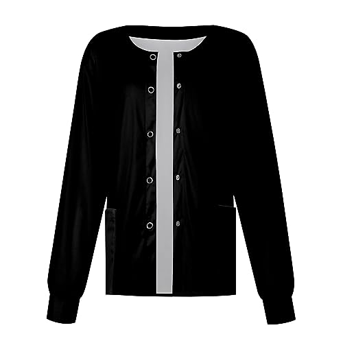 Printed Scrub Jackets for Woman Print Long Sleeve Plus Size Womens Scrubs for Women Nursing Jacket with Pockets