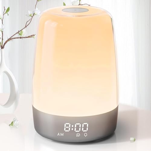 Image of Sunrise Alarm Clock Wake Up Light with Digital LED Display, Bedside Night Lamp with Snooze & Touch Control, Gradual Sunrise Simulation Alarm Clock for Bedroom