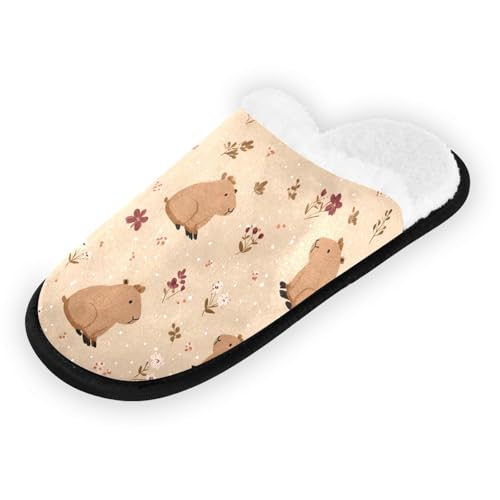 Red Flower Capibara Slippers For Women Men Soft Memory Foam Non-Slip Animal Winter Indoor House Shoes Travel Slipper2
