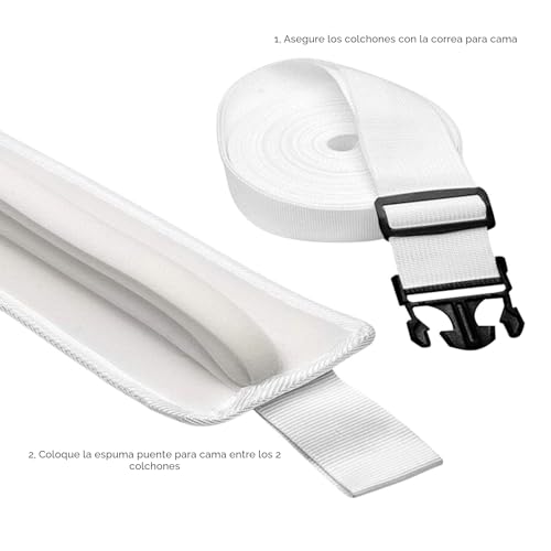 Puente de cama individual a King con extensor de colchón ajustable y correa de unión 7