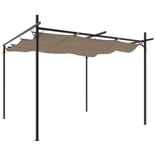 Pergola avec Toit Rétractable, Pergola Tonnelle de Jardin Extérieur Taupe 295x292x230 cm