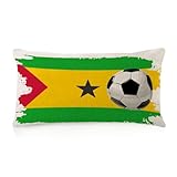 Funda de almohada con cremallera de 30,5 x 50,8 cm, diseño de fútbol, decoración de Santo Tomé y Príncipe, funda de almohada lumbar, bandera, deportes, bar, fiesta, eventos, funda de almohada para