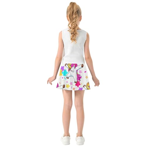 Colorful Unicorn Stars Pastel Athletic Shorts Girls Skorts Toddlers Tennis Skirts Cartoon Little Girl 3t4