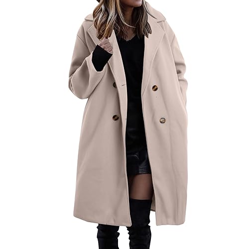 Trench laine femme coupe-vent long imperméable manteau chaud double boutonnage ajusté