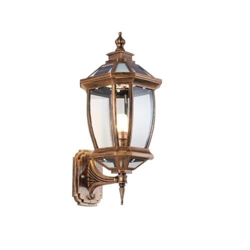 GOOPEEG Luces Solares Luz Exterior Luces Solares De Pared For Exteriores For Jardín, Villa, Con Control Remoto Decoración de Patio(Brass)