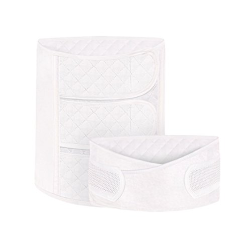 Dexinx 2 en 1 Postparto Recuperación Cinturón del Vientre/Pelvis Elástico Respirable Maternidad Recuperación Postnatal Soporte Talla del Cuerpo de la Mujer Cintura Trainer CinturónBlanco L Cover