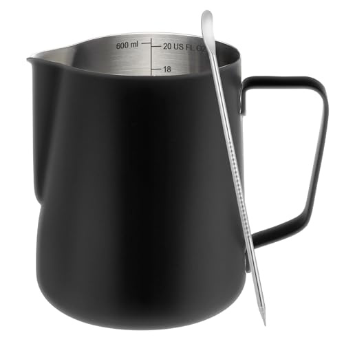 Image of Amrules Milk Frothing Pitcher 20oz Frother Cup Barista Tools, Black