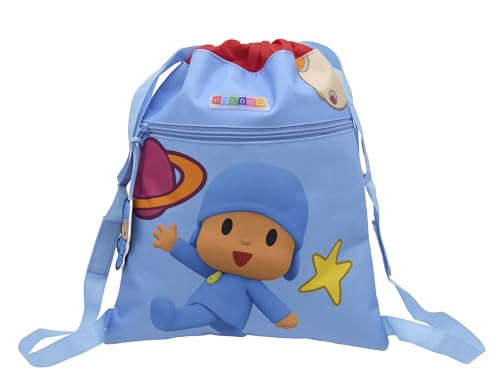 CYPBRANDS Pocoyó, Mochila, Preescolar, Material Escolar, Mochila Saco, Bolsa con Cuerdas,Bolsa, Multicolor, Producto Oficial