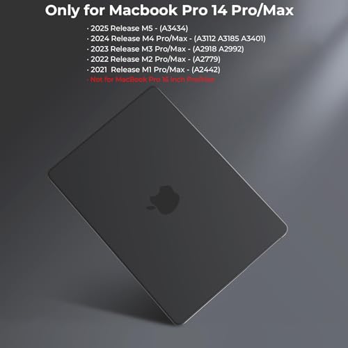 Image of BlueSwan Case Compatible for MacBook Pro 14 inch 2026 2025-2021 M5 M4 M3 M2 M1 Pro /Max,A3427 A3426 A3434 A3112 A3185 A2442,Anti-Scratch Flexible Protective Laptop Cover with Grippy Matte Texture,Black