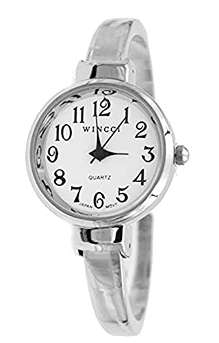 Women's Classic Easy Read Bangle Cuff Watch (Silver)