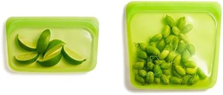 Stasher Silicone Reusable Storage Bag, Sandwich + Snack (Lime) | Food Meal Prep Storage Container | Lunch, Travel, Makeup, Gym Bag | Freezer, Oven, Microwave, Dishwasher Safe, Leakproof