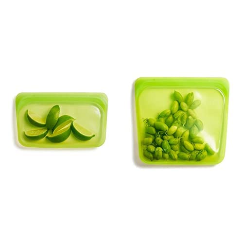 Stasher Silicone Reusable Storage Bag, Sandwich + Snack (Lime) | Food Meal Prep Storage Container | Lunch, Travel, Makeup, Gym Bag | Freezer, Oven, Microwave, Dishwasher Safe, Leakproof #TOP9