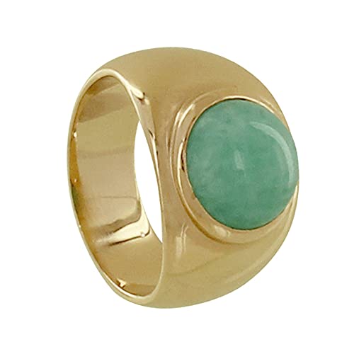 Bague plaqué or large Les Poulettes Bijoux ornée d'une amazonite élégante