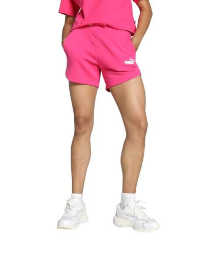 Image of Puma Women's ESS High Waist Shorts | Comfortable Cotton-Blend High Waist Knitted Shorts for Women | Ribbed Waistband | Ideal for Gym, Travel & Everyday Wear