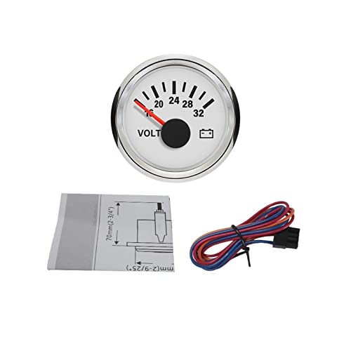 SENEHGMLP(売店) 52mm(2 ")電圧計ボルトゲージメーター12V 24v赤いバックライトが付いているボートヨット自動車のモータートラック 自動車用電圧計(24V WS)