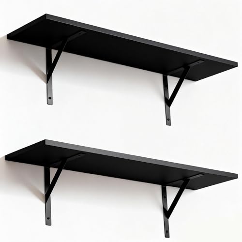 Tectocker-DOU 31.5" Long Floating Book Shelves for Wall, Heavy Duty, Black by Tectocker-DOU - Used condition - CA$62.50