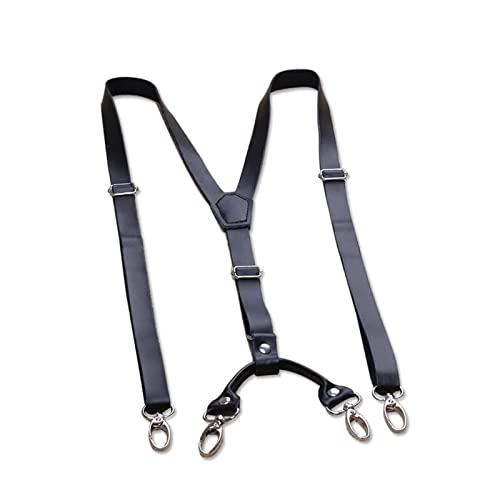 Leather Man's Suspenders Fashion Hook Buckle Braces Elastic Adjustable Suspensorio Casual Trousers