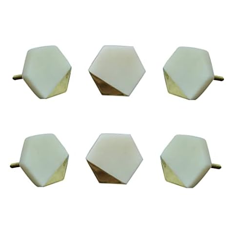 Perilla Home Hexagon Marble knobs Set Cabinet Hardware Finger Pull Kitchen Cupboard Metal Door Dresser Wardrobe and Drawers Pull Cover