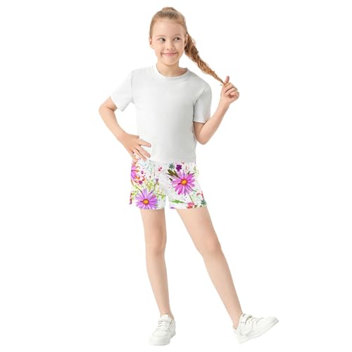 Girls Lounge Shorts Abstract Floral Gouache Paint Athletic Casual Summer Comfy Soft Pajama Sleepwear, X-Small2