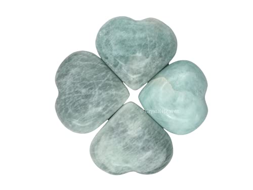Image of Certified Amazonite Crystal Heart Palm Pebbles Stones for Anxiety Stress Relief Massage - AAA Grade Original Healing Gemstone Agate Heart Palm Stone for Yoga Meditation Spiritual